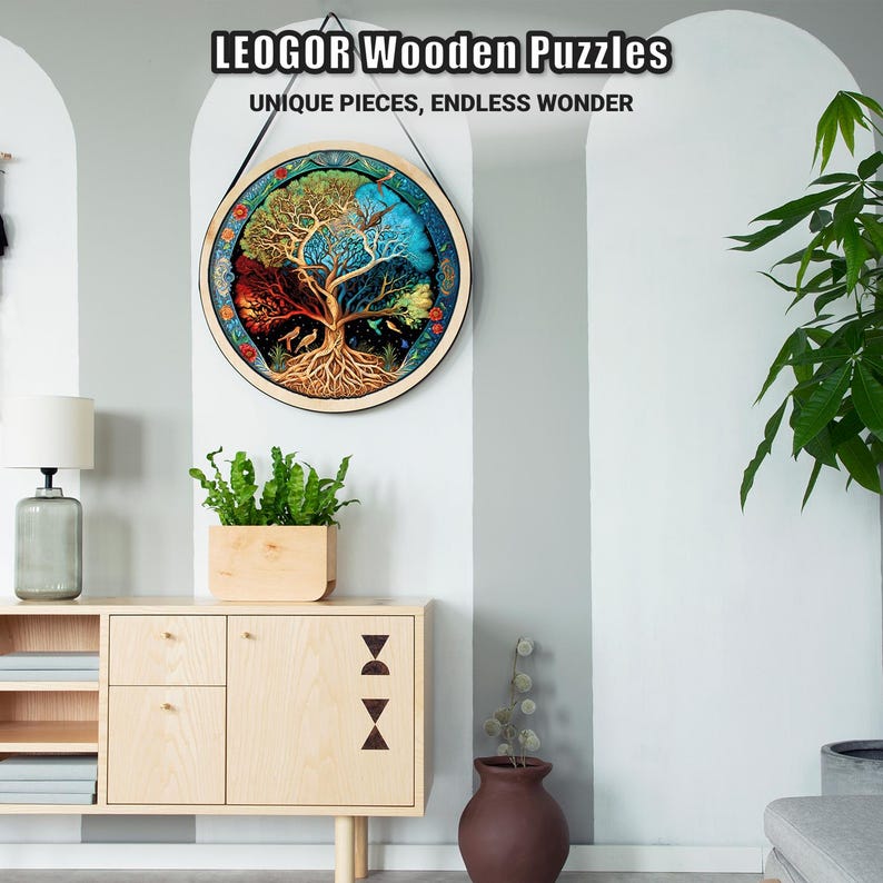 Extra-Thick 5mm Wooden Puzzle for Adults – 350 Pieces | Wood Puzzles Adult with Unique Hand-Shaped Pieces, Eternal Tree of Life