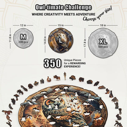 Extra-Thick 5mm Wooden Puzzle for Adults – 350 Pieces | Wood Puzzles Adult with Unique Hand-Shaped Pieces, Whimsical Owl Haven