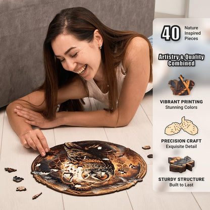 Extra-Thick 5mm Wooden Puzzle for Adults – 350 Pieces | Wood Puzzles Adult with Unique Hand-Shaped Pieces, Whimsical Owl Haven