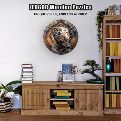 Extra-Thick 5mm Wooden Puzzle for Adults – 350 Pieces | Wood Puzzles Adult with Unique Hand-Shaped Pieces, Whimsical Owl Haven