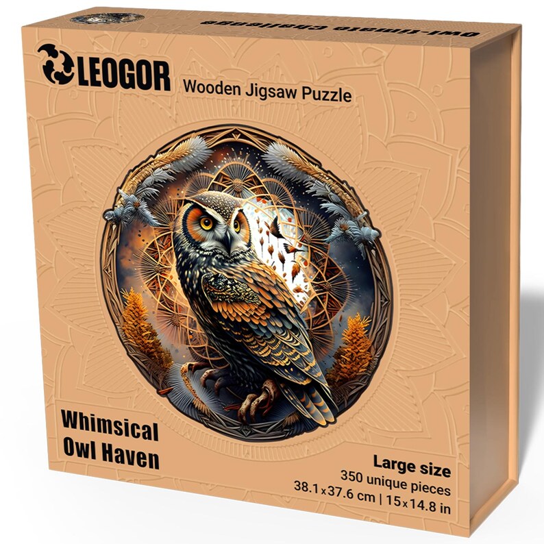 Extra-Thick 5mm Wooden Puzzle for Adults – 350 Pieces | Wood Puzzles Adult with Unique Hand-Shaped Pieces, Whimsical Owl Haven