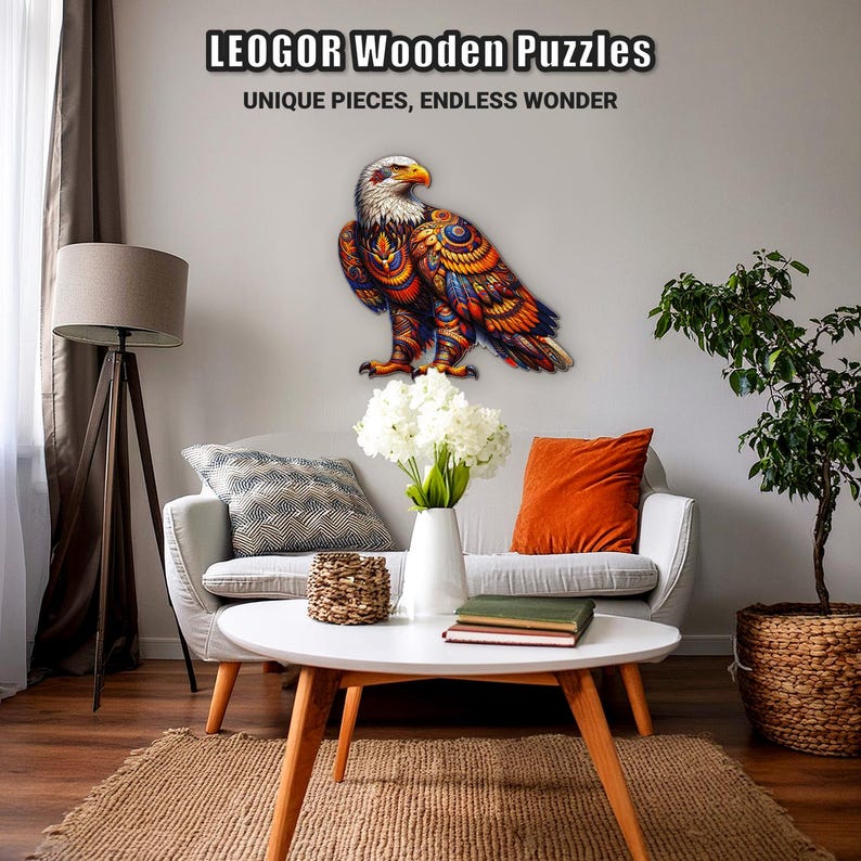 Extra-Thick 5mm Wooden Puzzle for Adults – 350 Pieces | Wood Puzzles Adult with Unique Hand-Shaped Pieces, Vivid Eagle Odyssey
