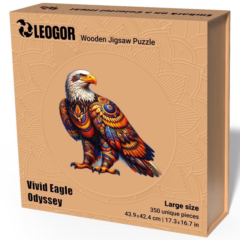 Extra-Thick 5mm Wooden Puzzle for Adults – 350 Pieces | Wood Puzzles Adult with Unique Hand-Shaped Pieces, Vivid Eagle Odyssey