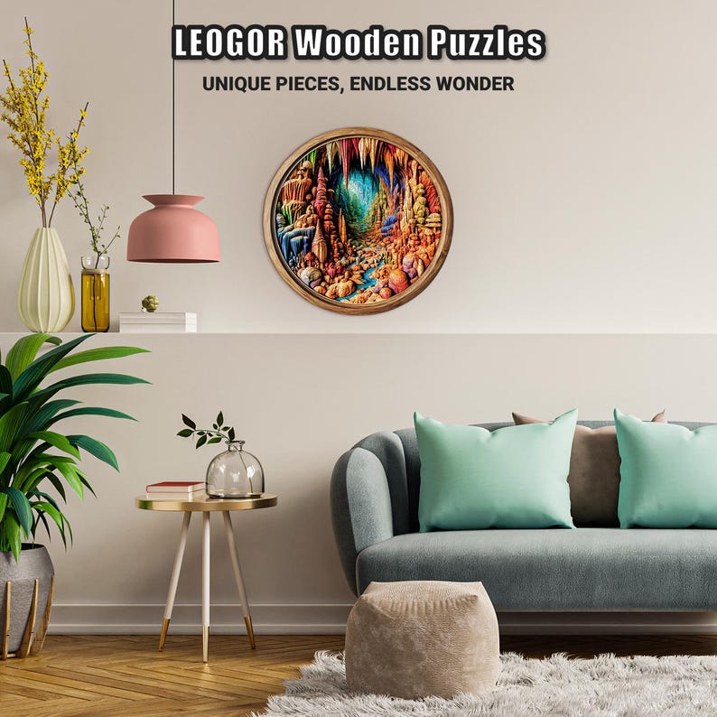 Extra-Thick 5mm Wooden Puzzle for Adults – 350 Pieces | Wood Puzzles Adult with Unique Hand-Shaped Pieces, Cavernous Spectrum