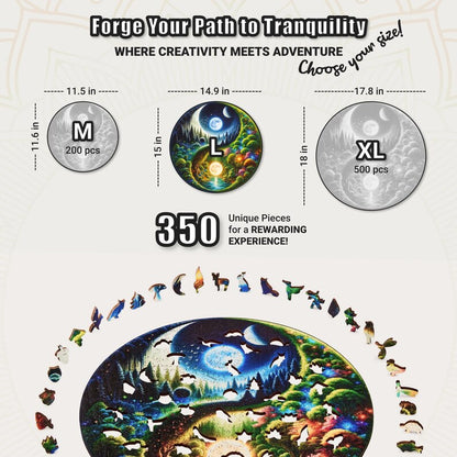 Extra-Thick 5mm Wooden Puzzle for Adults – 350 Pieces Wood Puzzles Adult with Unique Hand-Shaped Pieces, Yin Yang Nature's Balance