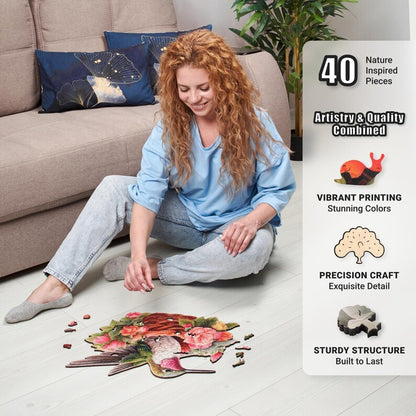 Extra-Thick 5mm Wooden Puzzle for Adults – 350 Pieces | Wood Puzzles Adult with Unique Hand-Shaped Pieces, Glorious Hummingbird