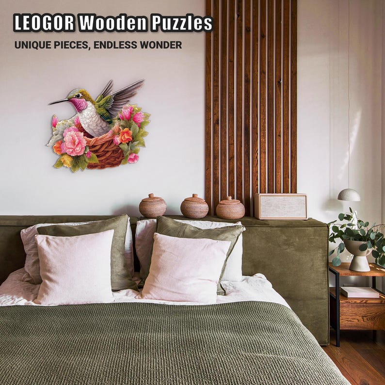 Extra-Thick 5mm Wooden Puzzle for Adults – 350 Pieces | Wood Puzzles Adult with Unique Hand-Shaped Pieces, Glorious Hummingbird