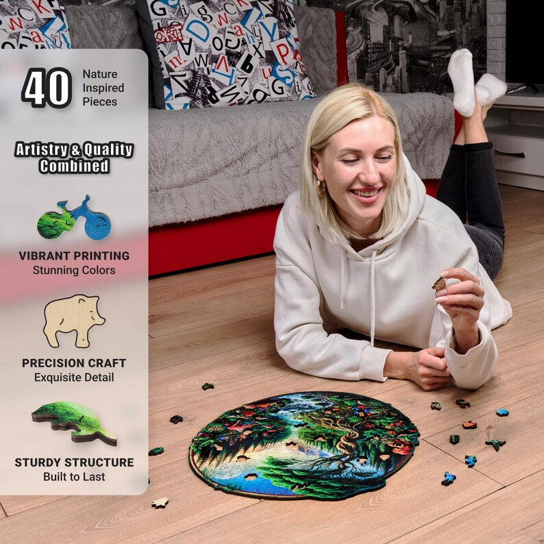 Extra-Thick 5mm Wooden Puzzle for Adults – 350 Pieces | Wood Puzzles Adult with Unique Hand-Shaped Pieces, Majestic Landscape