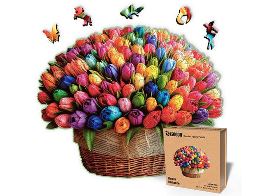 Extra-Thick 5mm Wooden Puzzle for Adults – 350 Pieces | Wood Puzzles Adult with Unique Hand-Shaped Pieces, Flower Radiance