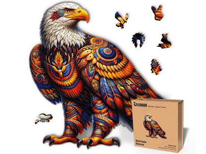 Extra-Thick 5mm Wooden Puzzle for Adults – 350 Pieces | Wood Puzzles Adult with Unique Hand-Shaped Pieces, Vivid Eagle Odyssey
