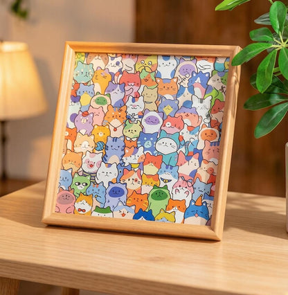 DIY Wooden Cat Puzzle Frame – Wooden Coloring Puzzle, Unique Handmade Gift for Cat Lovers, Paint Your Own Cat Art