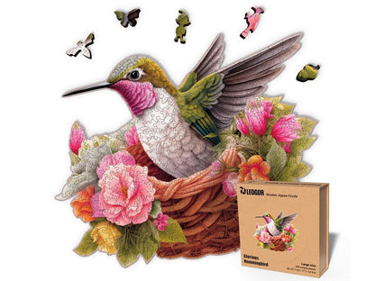 Extra-Thick 5mm Wooden Puzzle for Adults – 350 Pieces | Wood Puzzles Adult with Unique Hand-Shaped Pieces, Glorious Hummingbird