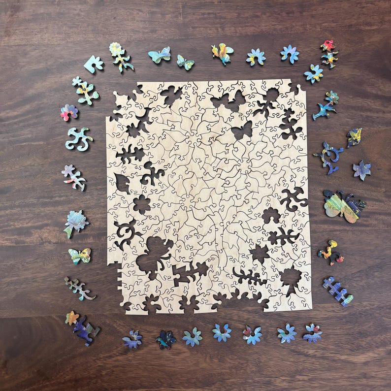Sunflower Floral Art Wooden Puzzle | Whimsical Laser Cut Wood Pieces (224)