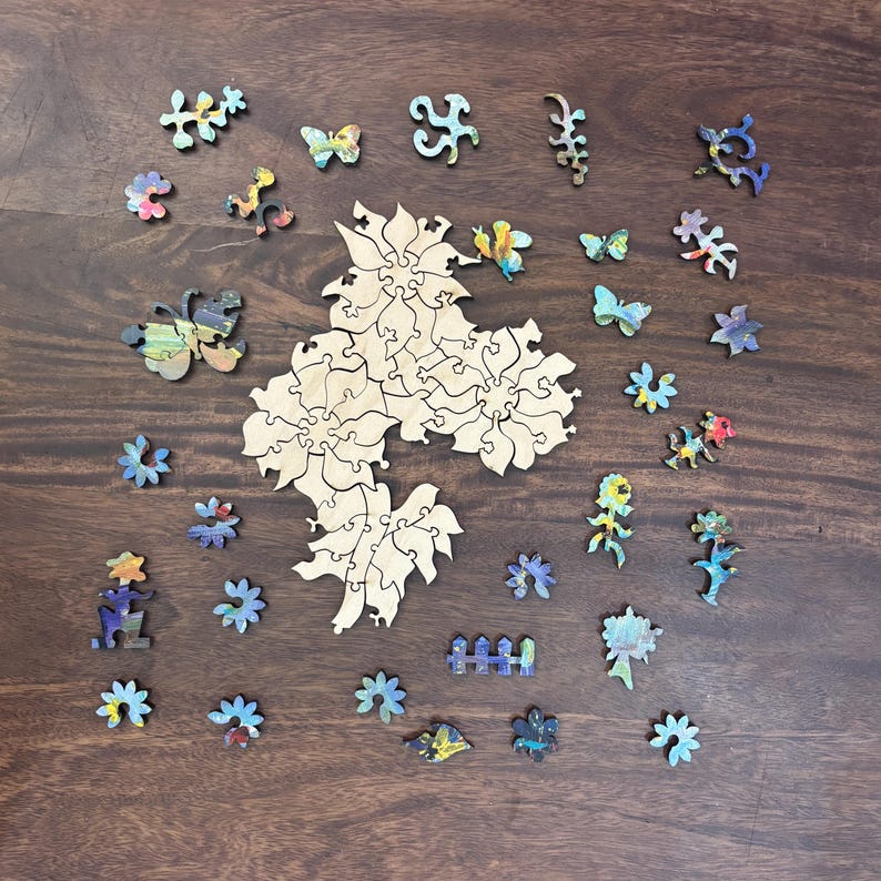 Sunflower Floral Art Wooden Puzzle | Whimsical Laser Cut Wood Pieces (224)