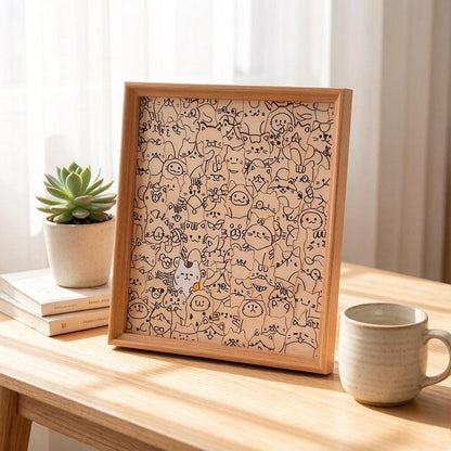 DIY Wooden Cat Puzzle Frame – Wooden Coloring Puzzle, Unique Handmade Gift for Cat Lovers, Paint Your Own Cat Art