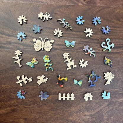 Sunflower Floral Art Wooden Puzzle | Whimsical Laser Cut Wood Pieces (224)