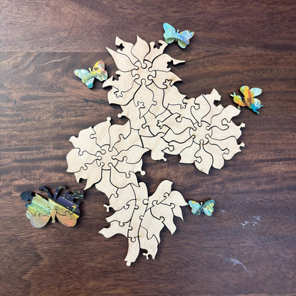 Sunflower Floral Art Wooden Puzzle | Whimsical Laser Cut Wood Pieces (224)