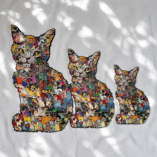 Wooden Cat Puzzle Toy: Challenging Animal Shaped Jigsaw for Adults and Kids