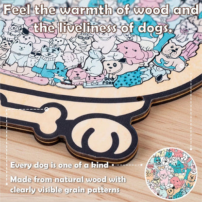 Dog Shaped Wooden Puzzle, Cute Dogs Jigsaw Puzzle for Adults, Dog Lover Gift, Unique Animal Puzzle, Challenging Family Game