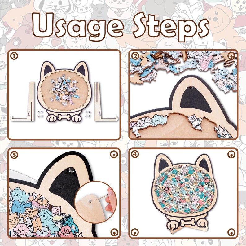 Dog Shaped Wooden Puzzle, Cute Dogs Jigsaw Puzzle for Adults, Dog Lover Gift, Unique Animal Puzzle, Challenging Family Game