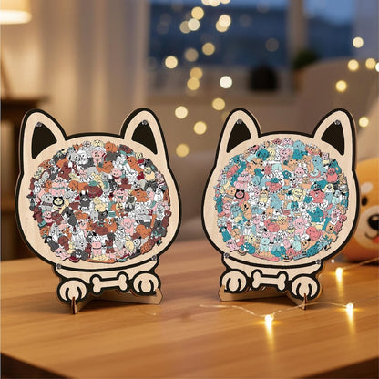 Dog Shaped Wooden Puzzle, Cute Dogs Jigsaw Puzzle for Adults, Dog Lover Gift, Unique Animal Puzzle, Challenging Family Game