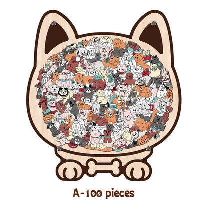 Dog Shaped Wooden Puzzle, Cute Dogs Jigsaw Puzzle for Adults, Dog Lover Gift, Unique Animal Puzzle, Challenging Family Game