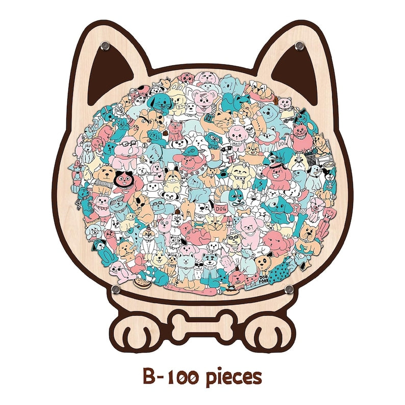 Dog Shaped Wooden Puzzle, Cute Dogs Jigsaw Puzzle for Adults, Dog Lover Gift, Unique Animal Puzzle, Challenging Family Game