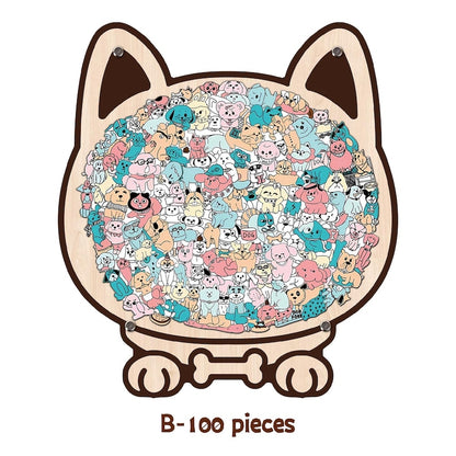 Dog Shaped Wooden Puzzle, Cute Dogs Jigsaw Puzzle for Adults, Dog Lover Gift, Unique Animal Puzzle, Challenging Family Game