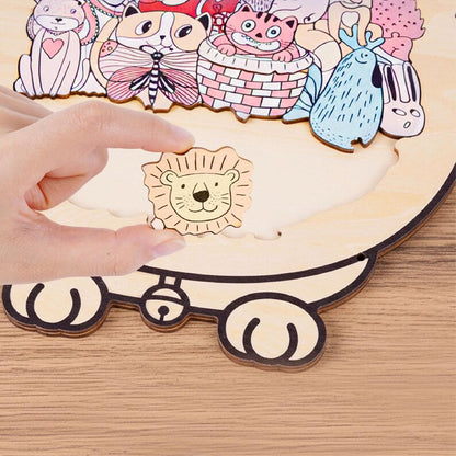 Kids Animal Wooden Puzzle, Cat Shaped Jigsaw Puzzle, Toddler Learning Toy, Educational Gift for Kids, Animal Puzzle, Family Game Night