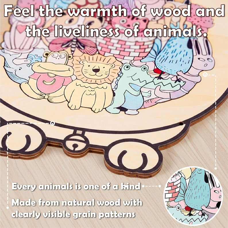 Kids Animal Wooden Puzzle, Cat Shaped Jigsaw Puzzle, Toddler Learning Toy, Educational Gift for Kids, Animal Puzzle, Family Game Night
