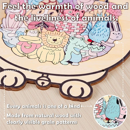 Kids Animal Wooden Puzzle, Cat Shaped Jigsaw Puzzle, Toddler Learning Toy, Educational Gift for Kids, Animal Puzzle, Family Game Night