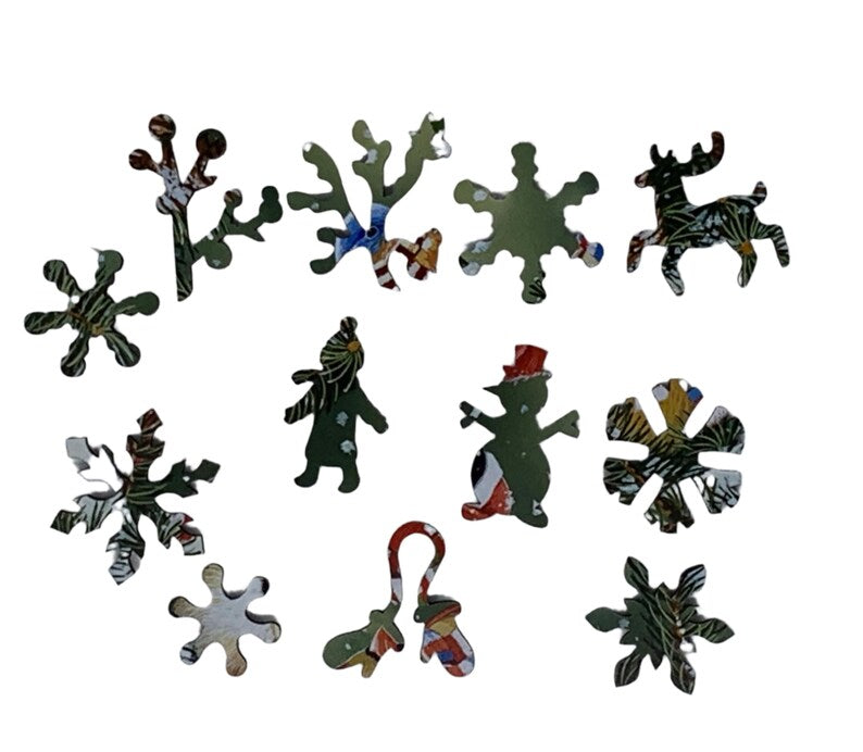 Winter Birds Unique Shaped Puzzles, Whimsy Puzzles For Adults, Logic Puzzle, Gifts For Couples, Wooden Jigsaw Puzzle, Irregular - 50 Piece