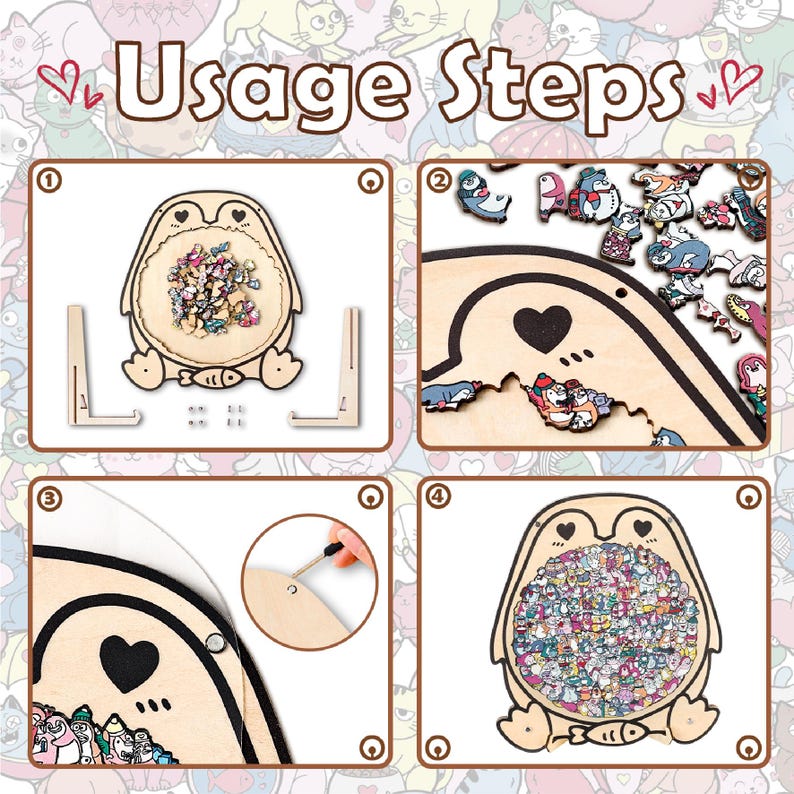 Penguin Wooden Puzzle, Cute Penguins Jigsaw Puzzle for Adults, Penguin Lover Gift, Romantic Couple Puzzle, Challenging Family Game,
