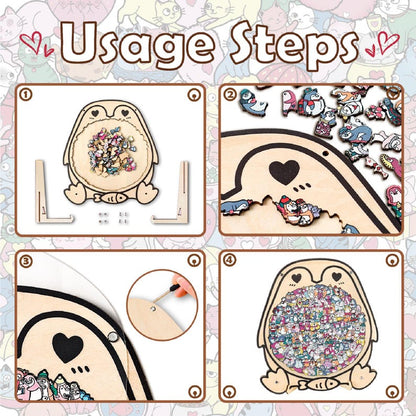 Penguin Wooden Puzzle, Cute Penguins Jigsaw Puzzle for Adults, Penguin Lover Gift, Romantic Couple Puzzle, Challenging Family Game,
