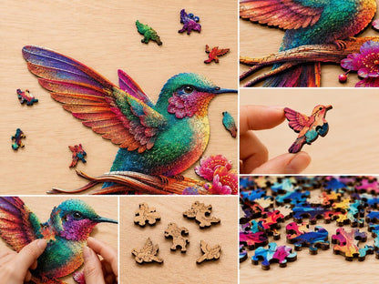 Magpie Bird Wooden Jigsaw Puzzle, Irregular Shape Puzzle, Educational Toy, Wildlife Art Puzzle, Birthday Gift