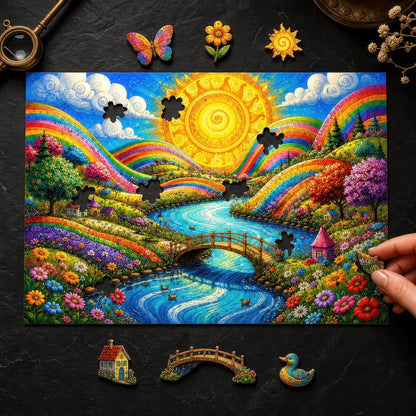 Botanical Wooden Puzzle, Rainbow Valley, Hidden StoryPieces, Garden Lover Gift