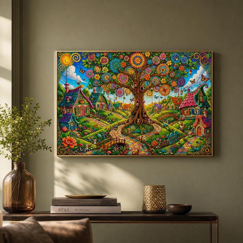 Wooden Jigsaw Puzzle for Adults, Bloomwood Hollow, Hidden StoryPieces, Cozy Cottagecore Art
