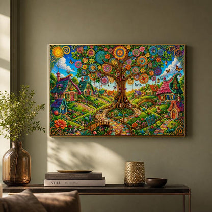 Wooden Jigsaw Puzzle for Adults, Bloomwood Hollow, Hidden StoryPieces, Cozy Cottagecore Art