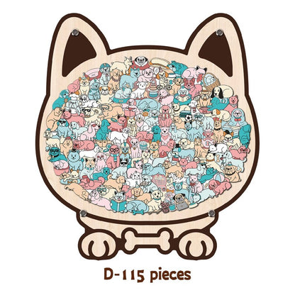 Dog Shaped Wooden Puzzle, Cute Dogs Jigsaw Puzzle for Adults, Dog Lover Gift, Unique Animal Puzzle, Challenging Family Game