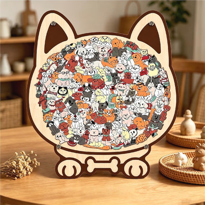 Dog Shaped Wooden Puzzle, Cute Dogs Jigsaw Puzzle for Adults, Dog Lover Gift, Unique Animal Puzzle, Challenging Family Game