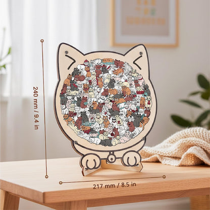 Cat Shaped Wooden Puzzle, Cute Cats Jigsaw Puzzle for Adults, Cat Lover Gift, Unique Animal Puzzle, Challenging Family Game
