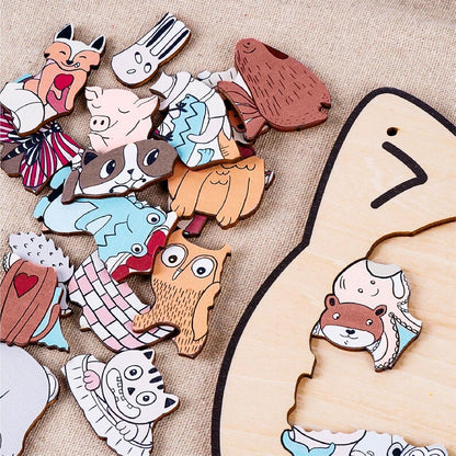 Kids Animal Wooden Puzzle, Cat Shaped Jigsaw Puzzle, Toddler Learning Toy, Educational Gift for Kids, Animal Puzzle, Family Game Night