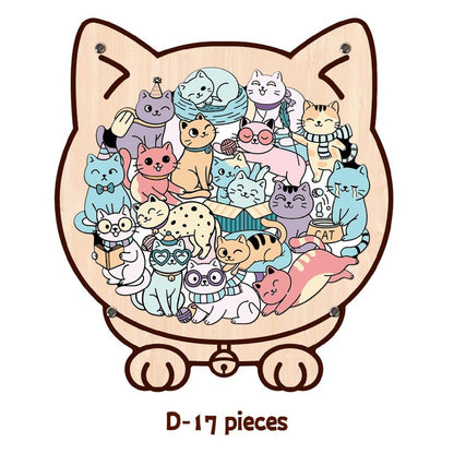 Kids Animal Wooden Puzzle, Cat Shaped Jigsaw Puzzle, Toddler Learning Toy, Educational Gift for Kids, Animal Puzzle, Family Game Night