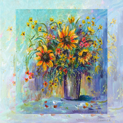 Sunflower Floral Art Wooden Puzzle | Whimsical Laser Cut Wood Pieces (224)