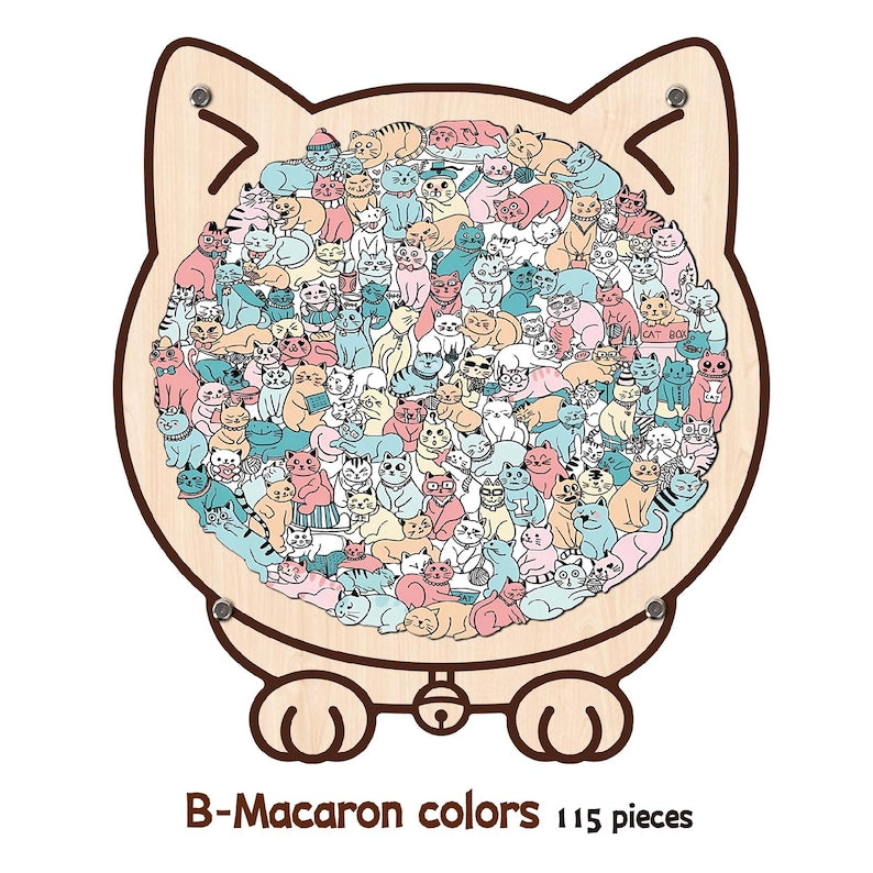 Cat Shaped Wooden Puzzle, Cute Cats Jigsaw Puzzle for Adults, Cat Lover Gift, Unique Animal Puzzle, Challenging Family Game