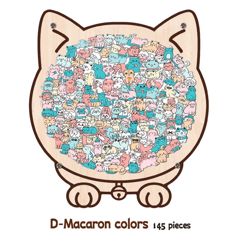 Cat Shaped Wooden Puzzle, Cute Cats Jigsaw Puzzle for Adults, Cat Lover Gift, Unique Animal Puzzle, Challenging Family Game
