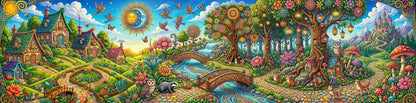 Wooden Jigsaw Puzzle for Adults, Bloomwood Hollow, Hidden StoryPieces, Cozy Cottagecore Art