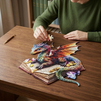 Dragon Wooden Puzzle for Adults, Animal Shaped Jigsaw Puzzle, Fantasy Wood Brain Teaser, Unique Dragon Gift, Decorative Wall Art