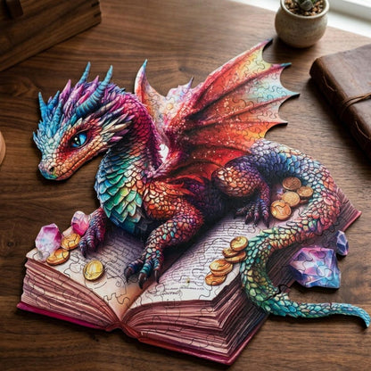 Dragon Wooden Puzzle for Adults, Animal Shaped Jigsaw Puzzle, Fantasy Wood Brain Teaser, Unique Dragon Gift, Decorative Wall Art