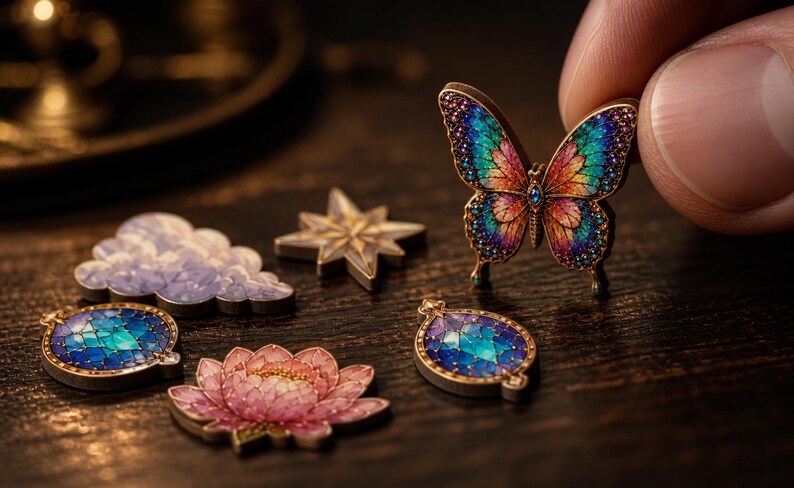 Butterfly Handmade Wooden Jigsaw Puzzle, Stained Glass Flowers, Art Gift